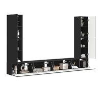 vidaXL 4 pezzi di colore nero, mobili moderni per la casa, set di intrattenimento, scaffali sottili, mensole salvaspazio modulari per soggiorno