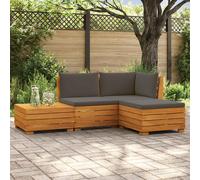 vidaXL 4 pz Set di divani da esterno Legno di Acacia Massello Marrone
