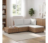 vidaXL 4 pz Set Lounge in Rattan con Cuscini GENDT Rattan naturale