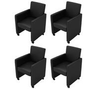 vidaXL 4 SEDIE NERE 4 POLTRONCINE IN PELLE CON RUOTE