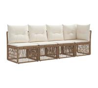 vidaXL Divano a 4 posti con bracciolo sinistro 4 pcs 4-Numero di posti, Sofa rustico per esterni, resistente alle intemperie, in rattan sintetico, cuscini in schiuma, facile da pulire