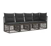 vidaXL Divano a 4 posti con bracciolo sinistro 4 pcs 4-Numero di posti, Sofa rustico per esterni, resistente alle intemperie, in rattan sintetico, cuscini in schiuma, facile da pulire