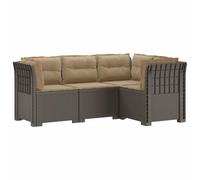 vidaXL 4-Zits Tuin Sofa met Kussens Rattan Look PP Lichtgrijs