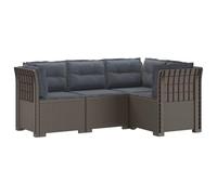 vidaXL 4-Zits Tuin Sofa met Kussens Rattan Look PP Lichtgrijs