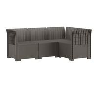 Divano da Giardino 4 Posti Aspetto Rattan PP Grigio Chiaro