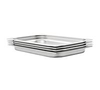 vidaXL 4x Contenitori Gastronorm Impilabili Universali Rettangolari Atossico Teglie Cucina 1/1 40 mm in Acciaio Inox Argento