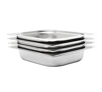 vidaXL 4x Contenitori Gastronorm Impilabili Universali Rettangolari Atossico Teglie Cucina GN 1/2 65 mm in Acciaio Inox Argento