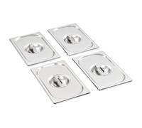 vidaXL 4X Coperchi Contenitori Alimentari Impilabili Rettangolari Attossico Teglie GN 1/4 265x162 mm in Acciaio Inox Argento