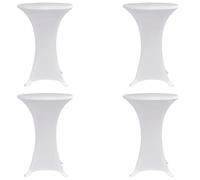 vidaXL 4X Coperture Verticali per Tavolo Elastiche Rotondi Eleganti Copritavolo Tovaglie Interni Esterni Ø60 cm Bianche in Tessuto Elasticizzato
