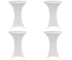 vidaXL 4X Coperture Verticali per Tavolo Elastiche Rotondi Eleganti Copritavolo Tovaglie Interni Esterni Ø60 cm Bianche in Tessuto Elasticizzato