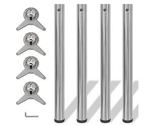 vidaXL 4X Gambe Tavolo Placcate in Nickel Altezza Regolabile Accessori Tavoli