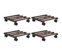 vidaXL 4X Legno di Cedro Pedane per Piante con Ruote 25x25 cm Carrello Vaso