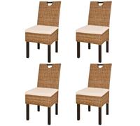 vidaXL Sedie Sala da Pranzo 4 pz in Rattan Kubu e Legno di Mango