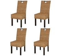 vidaXL 4X Legno Kubu Sedie da Pranzo Eleganti Leggere Robuste Mobili Sala Salotto Cucina Set Arredi da Interni Seggiole in Rattan Naturale Intrecciato