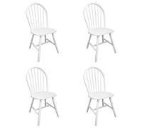 vidaXL Sedie da pranzo in massello di Hevea arrotondate bianche 4 pz