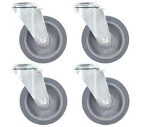 vidaXL 4x Rotelle Girevoli con Foro per Bulloni per Mobili e Carrelli Antigraffio Silenziose Ruote in Gomma TPR e Ferro Zincato 100 mm Grigio