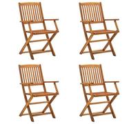 vidaXL 4X Sedie da Giardino Pieghevoli con Braccioli Robuste Comode Relax Finitura ad Olio Sedute Esterni Colore Naturale Legno Massello d'Acacia