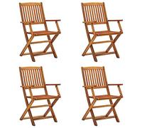 vidaXL 4X Sedie da Giardino Pieghevoli con Braccioli Robuste Comode Relax Finitura ad Olio Sedute Esterni Colore Naturale Legno Massello d'Acacia