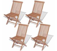 vidaXL Sedie da Giardino Pieghevoli 4 pz in Legno Massello di Teak