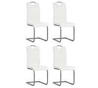 Sedie da pranzo a sbalzo 4 pz bianche in similpelle