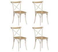 vidaXL 4X Sedie da Pranzo con Schienale a Croce Eleganti Vintage Classiche Seggiole Cucina Bianche Telaio in Acciaio Legno Massello di Mango