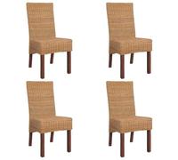 vidaXL 4X Sedie da Pranzo Eleganti Leggere Mobili Sala Salotto Cucina Set Arredi da Interni Seggiole in Rattan Naturale Intrecciato e Abaca Marroni