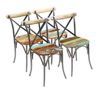 vidaXL Sedie da Pranzo 4 pz in Legno Massello di Recupero