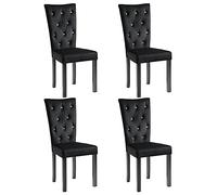 vidaXL 4x Sedie per Sala da Pranzo Velluto Nero Seggiole Sedile Arredo Cucina