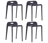 vidaXL 4X Sgabelli Impilabili Rotondi Leggeri Impermeabili per Interni Cucina Giardino Seggiole Sedie Bar Nero in Plastica PP