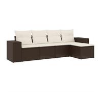 vidaXL Set Divano da Giardino 5 pz con Cuscini Marrone in Polyrattan
