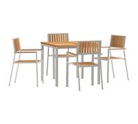 vidaXL 5 Pezzi Set da Pranzo da Giardino Legno Teak Massello con Struttura Metallica Tavolo Rettangolare 90X90 cm & 4 Sedie per Mobili Esterni Patio Giardino Resistente alle Intemperie Acciaio Vernic