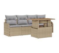 vidaXL Set di divani da Giardino 5 Pezzi con Cuscini Beige in polyrattan, Divano da Giardino 2 con Storage e Cuscini Beige in polyrattan