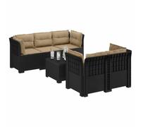 vidaXL 5-Zits Tuin Sofa Met Kussens Rattan Look PP Antraciet