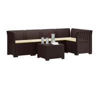 vidaXL 5-Zits Tuin Sofa met Kussens Rattan Look PP Bruin