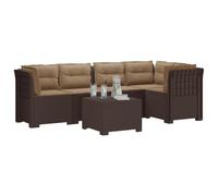 vidaXL 5-Zits Tuin Sofa met Kussens Rattan Look PP Bruin