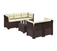 vidaXL 5-Zits Tuin Sofa Met Kussens Rattan Look PP Bruin