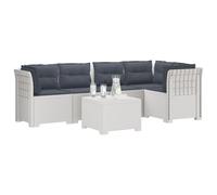 vidaXL 5-Zits Tuin Sofa met Kussens Rattan Look PP Wit