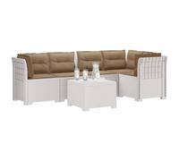 vidaXL 5-Zits Tuin Sofa met Kussens Rattan Look PP Wit
