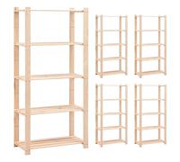 vidaXL 5X Scaffali a 5 Livelli Salvaspazio Robusti Durevoli Casellari Arredi Casa Cantina 80x38x170 cm 250 kg Naturale Legno Massello di Pino