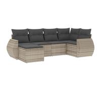 vidaXL Set Divano da Giardino 6pz con Cuscini Grigio Chiaro Polyrattan