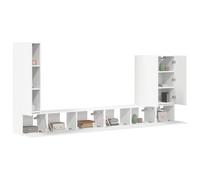 vidaXL 6 pezzi bianco, centro di intrattenimento regolabile, mobili moderni per soggiorno, set di memorie multimediali, supporto per TV salvaspazio