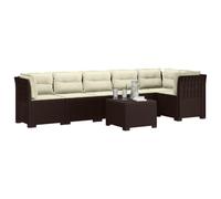 vidaXL 6-Zits Tuin Sofa met Kussens Rattan Look PP Bruin