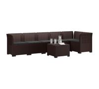vidaXL 6-Zits Tuin Sofa Met Kussens Rattan Look PP Bruin