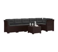 vidaXL 6-Zits Tuin Sofa met Kussens Rattan Look PP Bruin
