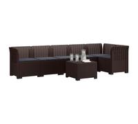 vidaXL 6-Zits Tuin Sofa met Kussens Rattan Look PP Bruin