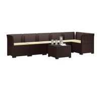 vidaXL 6-Zits Tuin Sofa met Kussens Rattan Look PP Bruin