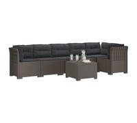 vidaXL 6-Zits Tuin Sofa met Kussens Rattan Look PP Lichtgrijs