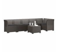 vidaXL 6-Zits Tuin Sofa met Kussens Rattan Look PP Lichtgrijs
