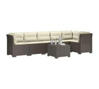 vidaXL 6-Zits Tuin Sofa met Kussens Rattan Look PP Lichtgrijs