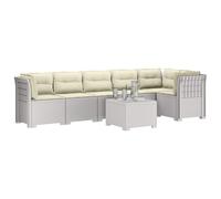 vidaXL 6-Zits Tuin Sofa met Kussens Rattan Look PP Wit